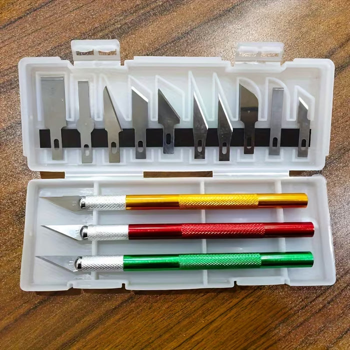 Juego de 13 piezas de cuchillos de grabado de metal, mango de aluminio