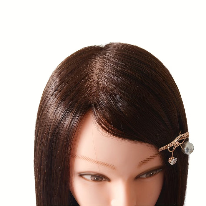 Cabeza de Maniquí de 85% Cabello Humano con Soporte de Pinza para Mesa
