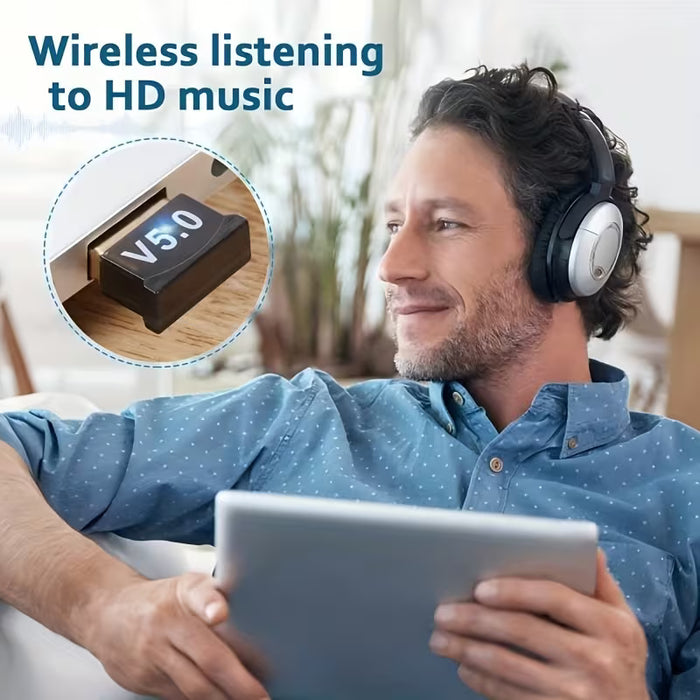 Adaptador Inalámbrico USB 5.0 para Ordenador, Transmisor de Audio para Escritorio y Portátil