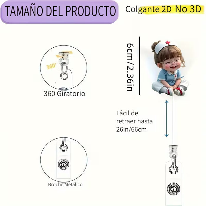 Porta identificación 2D plano acrílico para enfermera
