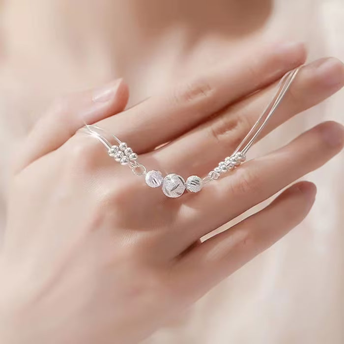 Pulsera de cuentas de transferencia talladas de múltiples capas para mujer
