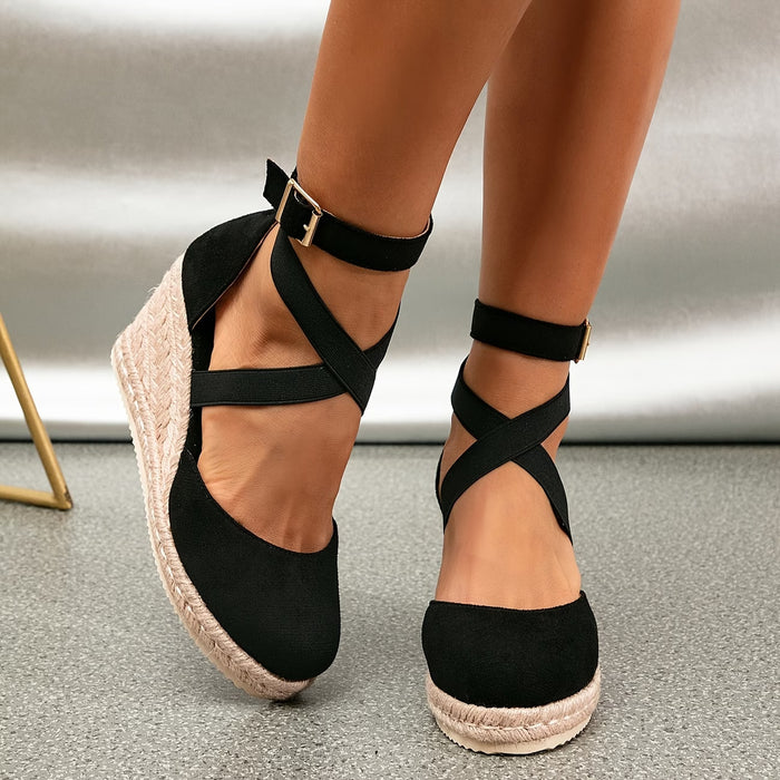 Sandalias de Plataforma con Tiras Cruzadas para Mujer, Tacones Altos Exquisitos
