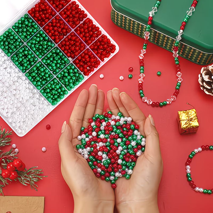 Set de 50 piezas de cuentas de navidad de 8 mm