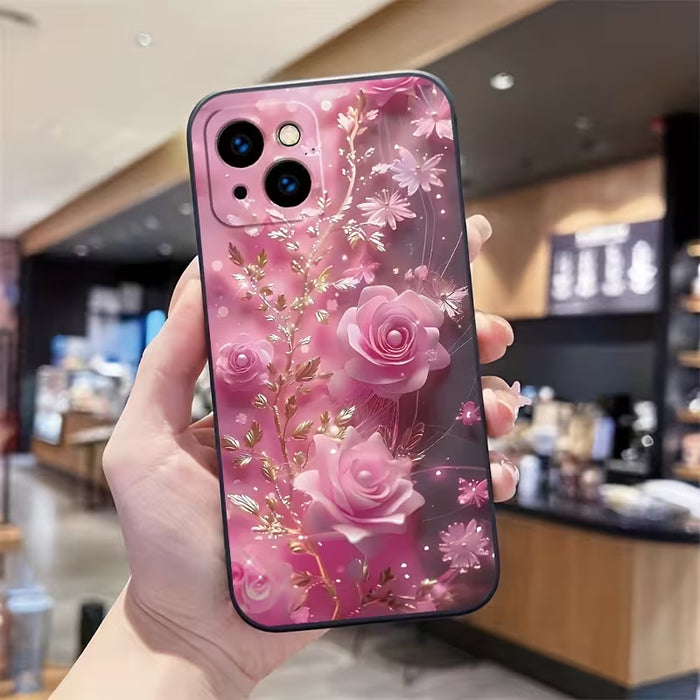 Funda protectora de teléfono móvil con estamapdo florales para iPhone 11