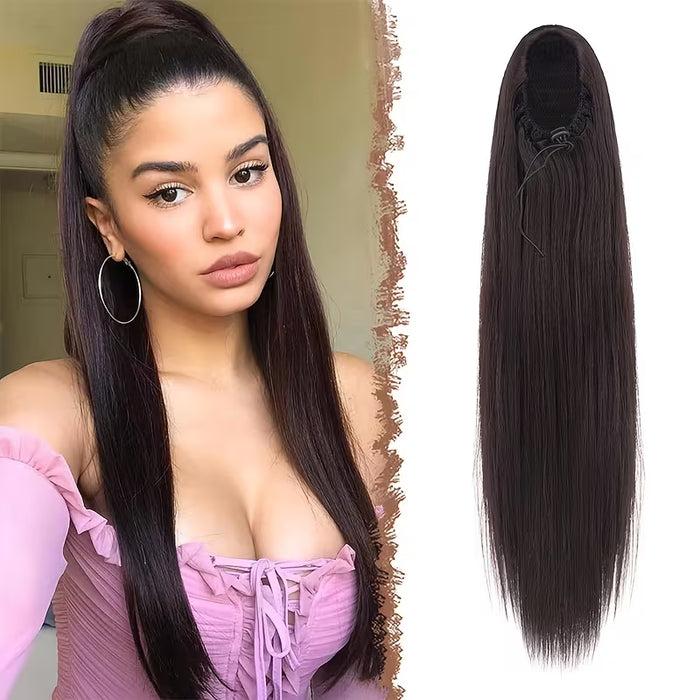 Extensión de coleta, coleta recta de 26inch de largo con cordón ajustable