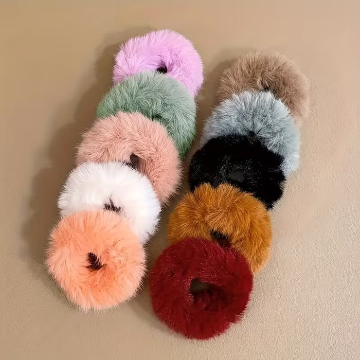 10 pics de Lindo Juego de Lazos para el Cabello de Franela Anillos de Pelo de Felpa para Mujeres