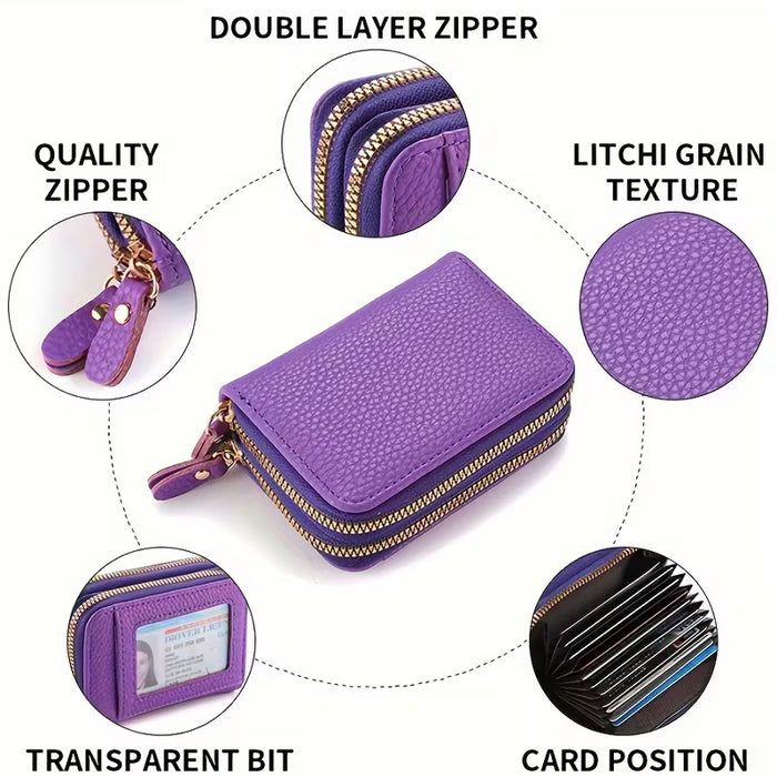 1pcs monedero elegante con cremallera para mujer, pequeño tarjetero portátil