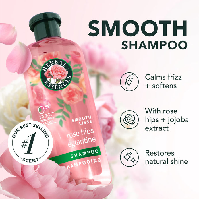 Herbal Essences Champú suavizante de rosa mosqueta para todo tipo de cabello de 400ML