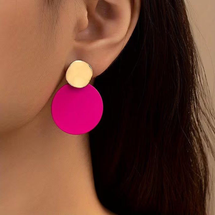 2pcs de elegantes pendientes geométricos, diseño circular para mujeres