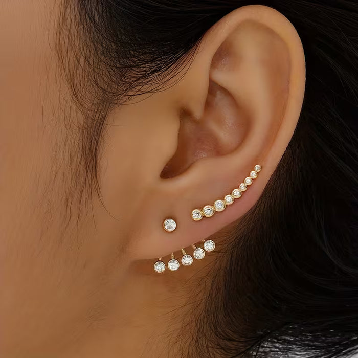2pcs Aretes de clip minimalistas de moda con gradiente en capas para la oreja