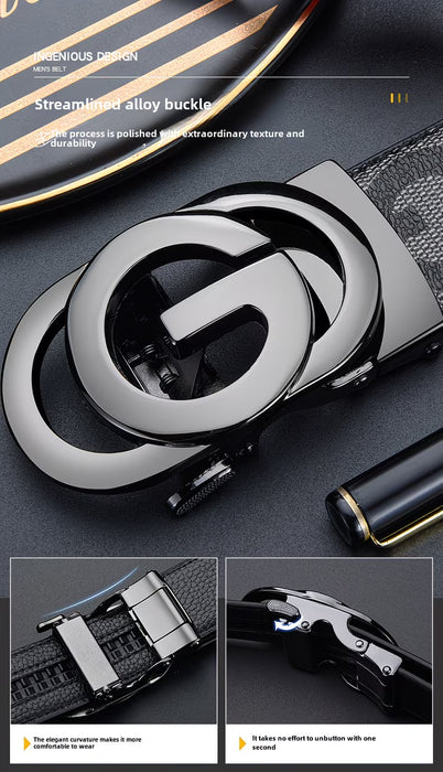 Cinturón para hombre, elegante y lujoso con una hebilla de aleación automática pulida