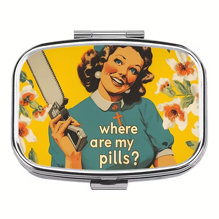 1pc Pastillero "¿Dónde Están Mis Pastillas?", Pastillero de 2 Compartimentos
