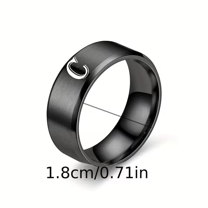 1pc Anillo casual de moda unisex, grabado de letras J