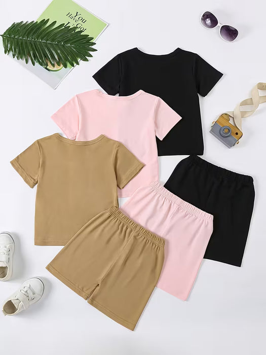 Conjunto De 3 Piezas De Ropa De Verano Para Bebé Con Estampado De "Los Angeles", Incluye Camiseta Y Pantalones Cortos