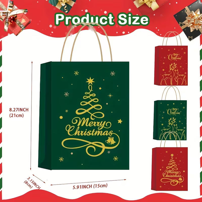 Juego de 32 Bolsas de Regalo Navideñas con un Extremo Metálico Rojo y Verde