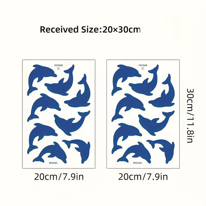 16 pcs de Adhesivos de pared de delfín azul