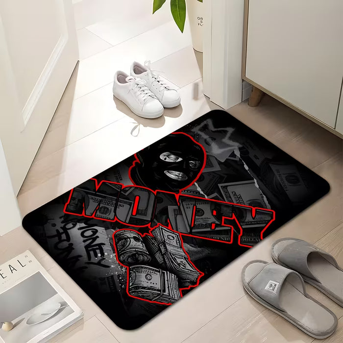 Alfombra de Franela Estilo Hip-Hop Urbano con Diseño de Dinero 15*24 pulgadas