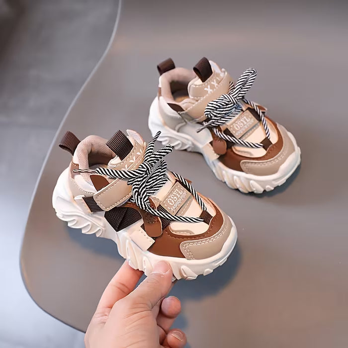 Zapatillas deportivas chunky ligeras y versátiles para niños, con diseño patchwork