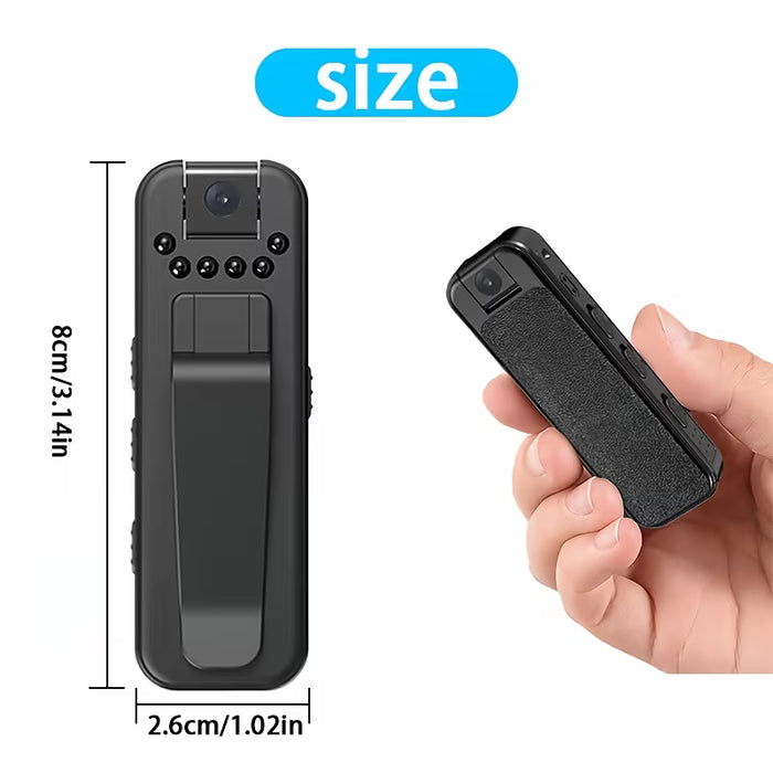 Cámara portátil 1080P, compacta y ligera, capaz de grabar audio y video