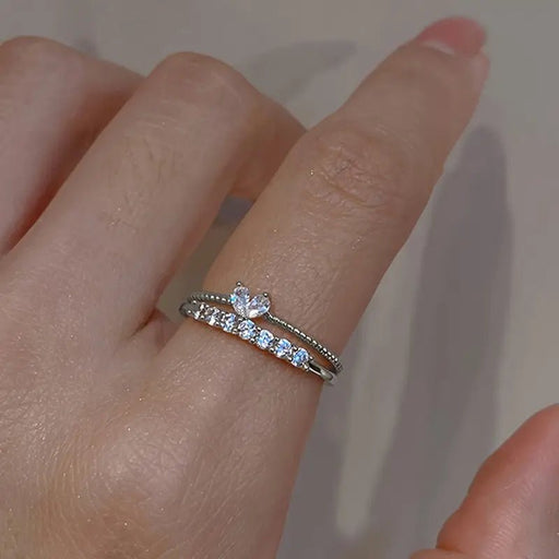 2pcs Anillo de estilo coqueto con incrustaciones de brillantes diamantes de imitación - Quierox - Tienda Online