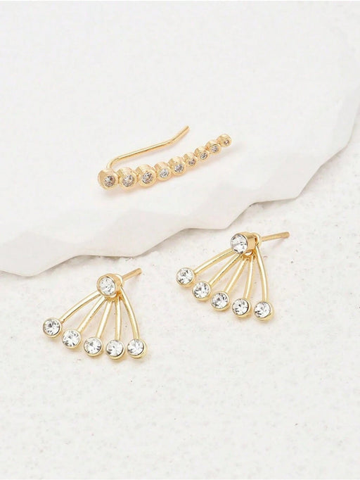 2pcs Aretes de clip minimalistas de moda con gradiente en capas para la oreja - Quierox - Tienda Online