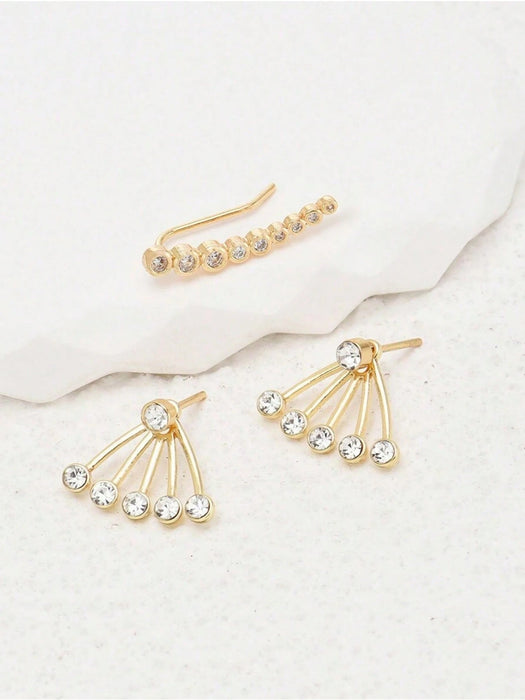 2pcs Aretes de clip minimalistas de moda con gradiente en capas para la oreja - Quierox - Tienda Online
