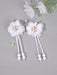 2pcs Clips para el cabello con flor blanca, con cola larga decorados con perlas - Quierox - Tienda Online