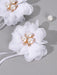 2pcs Clips para el cabello con flor blanca, con cola larga decorados con perlas - Quierox - Tienda Online