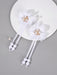 2pcs Clips para el cabello con flor blanca, con cola larga decorados con perlas - Quierox - Tienda Online
