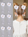 2pcs Clips para el cabello con flor blanca, con cola larga decorados con perlas - Quierox - Tienda Online
