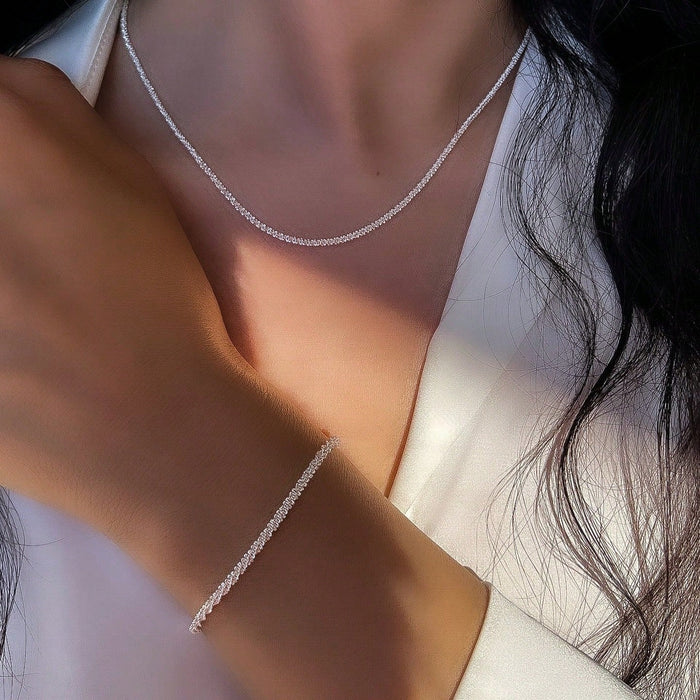 2pcs Conjunto De Brazaletes Y Collar de metal Minimalista De Cobre Para Mujeres - Quierox - Tienda Online