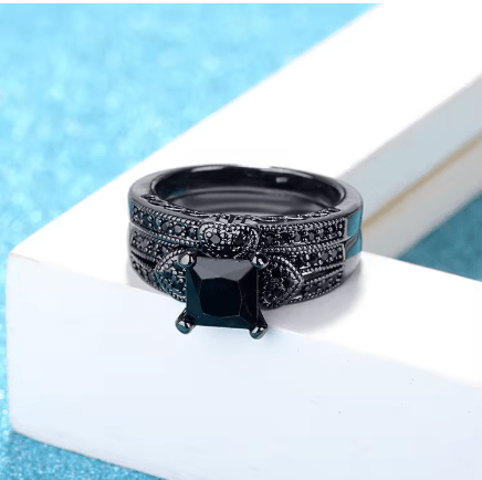 2pcs de Anillo de boda con incrustaciones de circonita cúbica - Quierox - Tienda Online