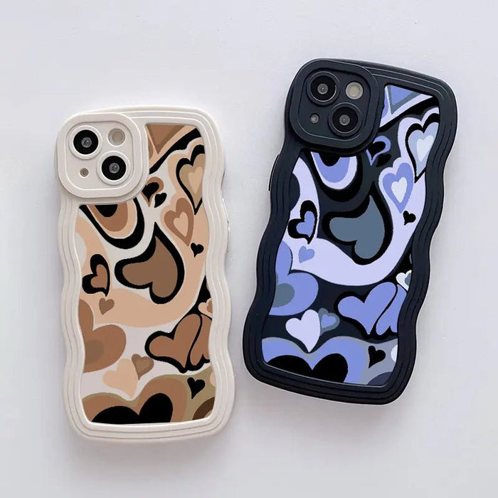 2pcs Funda De Teléfono Con Gráfico De Corazones A Prueba De Golpes Para IPhone - Quierox - Tienda Online