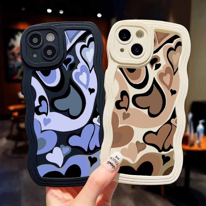 2pcs Funda De Teléfono Con Gráfico De Corazones A Prueba De Golpes Para IPhone - Quierox - Tienda Online