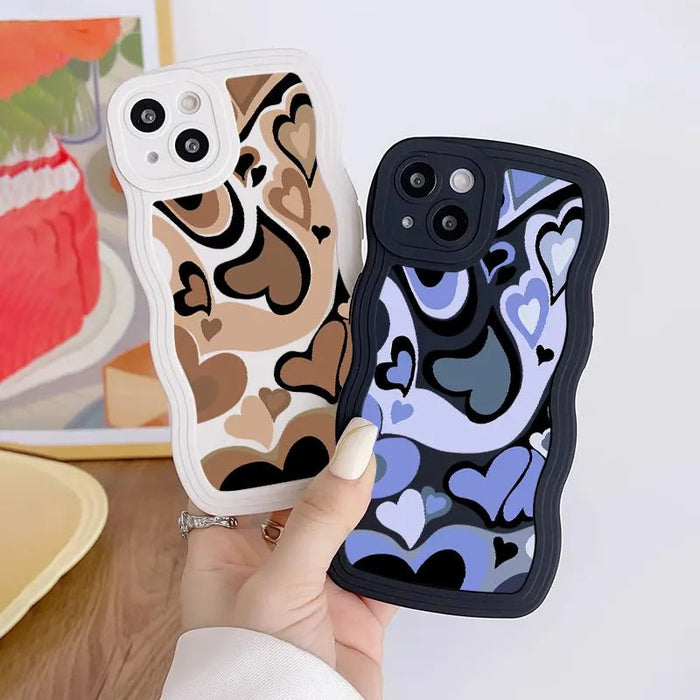 2pcs Funda De Teléfono Con Gráfico De Corazones A Prueba De Golpes Para IPhone - Quierox - Tienda Online