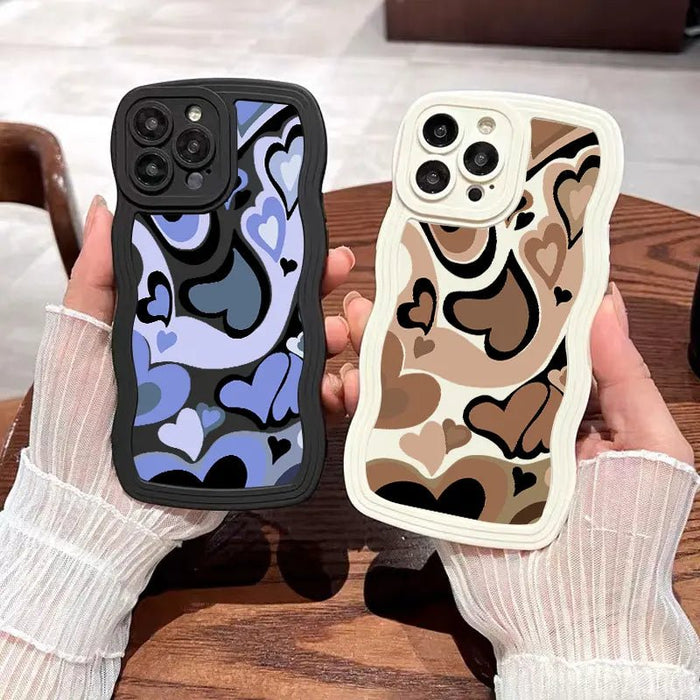 2pcs Funda De Teléfono Con Gráfico De Corazones A Prueba De Golpes Para IPhone - Quierox - Tienda Online
