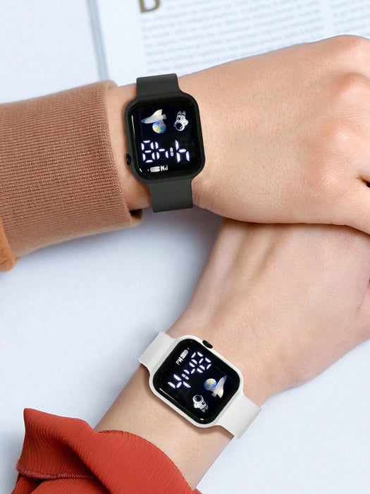 2pcs Reloj electrónico de estilo deportivo casual con gráfico de astronauta - Quierox - Tienda Online