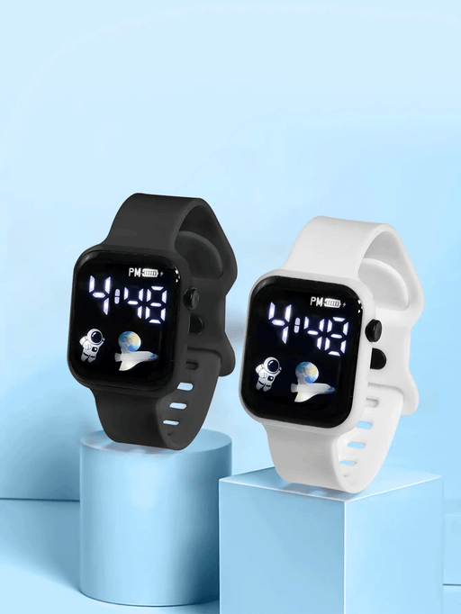 2pcs Reloj electrónico de estilo deportivo casual con gráfico de astronauta - Quierox - Tienda Online