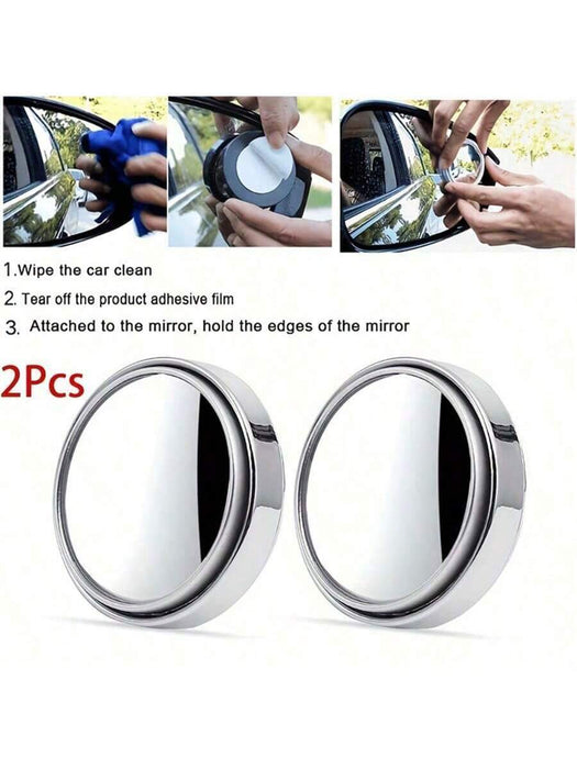 2 espejos pequeños redondos de cristal de alta definición para coche