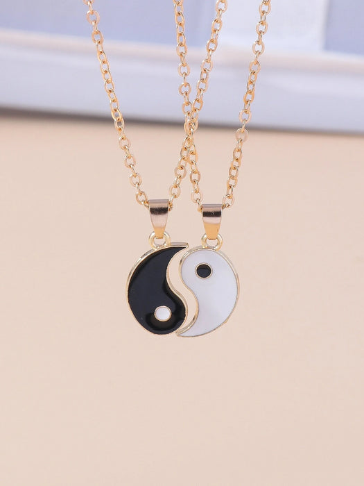 Conjunto de 2 collares con dijes de Yin y Yang para parejas