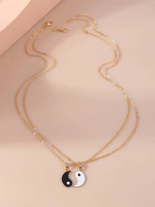 Conjunto de 2 collares con dijes de Yin y Yang para parejas