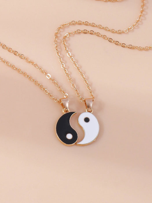 Conjunto de 2 collares con dijes de Yin y Yang para parejas