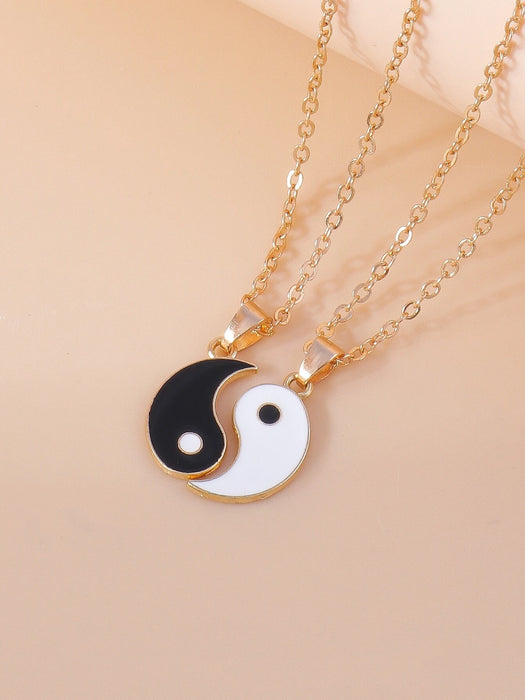 Conjunto de 2 collares con dijes de Yin y Yang para parejas