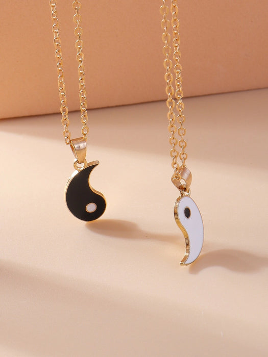 Conjunto de 2 collares con dijes de Yin y Yang para parejas