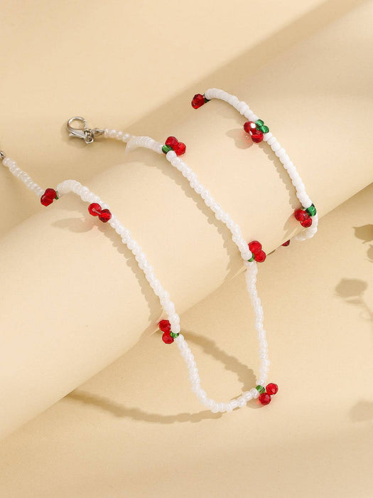 Juego de 2 piezas de joyería decorativa con diseño de cerezas para mujer
