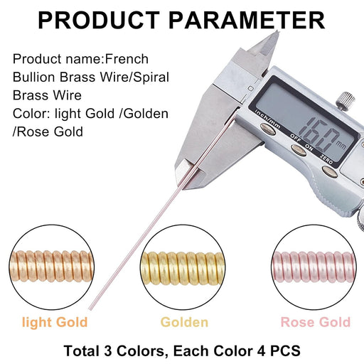 3 colores Alambre de lingotes francés 1,6 mm Alambre de latón fino francés 240 cm/94,48" - Quierox - Tienda Online