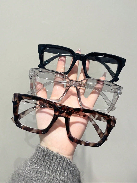 3 gafas de plástico transparentes con montura geométrica y estampado de leopardo para mujer - Quierox - Tienda Online