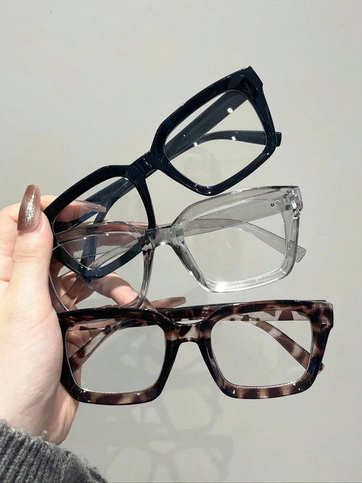 3 gafas de plástico transparentes con montura geométrica y estampado de leopardo para mujer - Quierox - Tienda Online