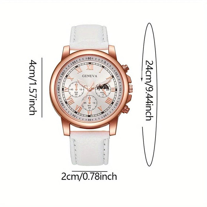 3 Juego de Reloj de Cuarzo Elegante para Hombres y Mujeres con Correa de Cuero PU - Quierox - Tienda Online