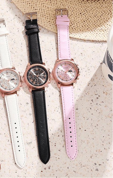 3 Juego de Reloj de Cuarzo Elegante para Hombres y Mujeres con Correa de Cuero PU - Quierox - Tienda Online